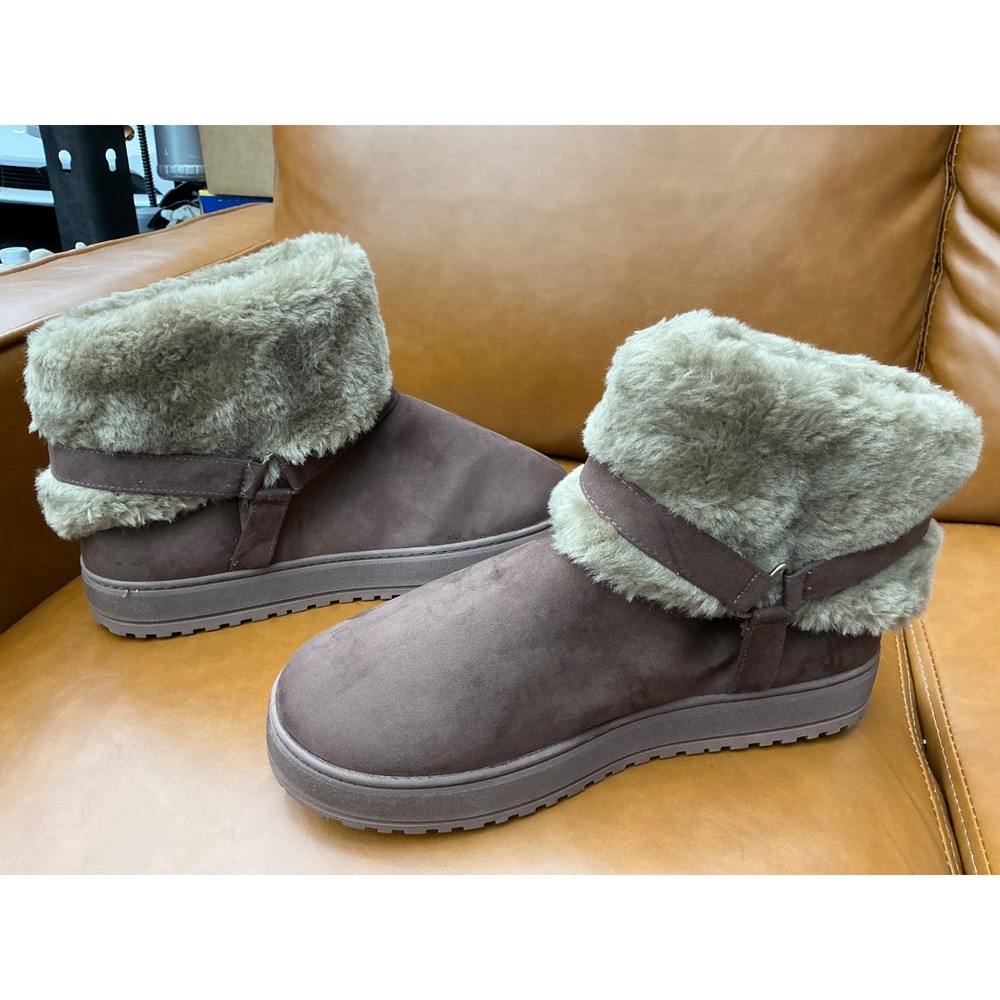 Journee Thada Boots Womens XL 11-12 Chocolate Faux Fur Platform Suede